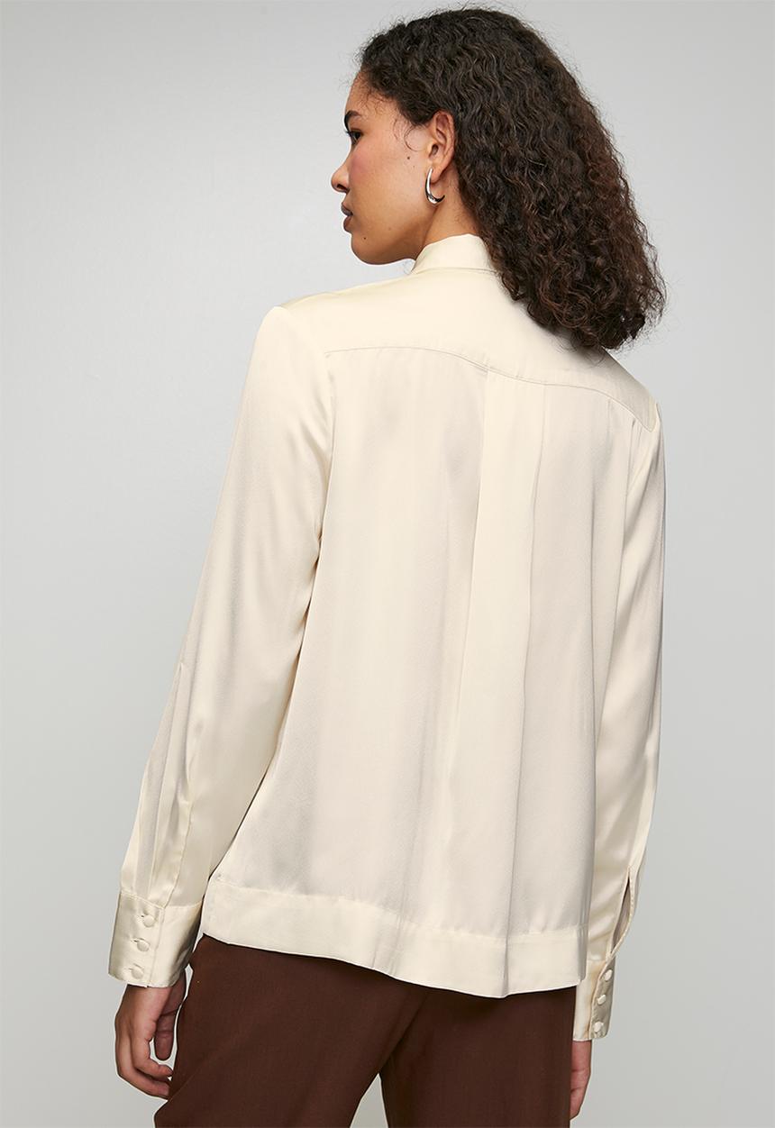 POLO - Wmn Macey Long Sleeve Tie Blouse - Birch