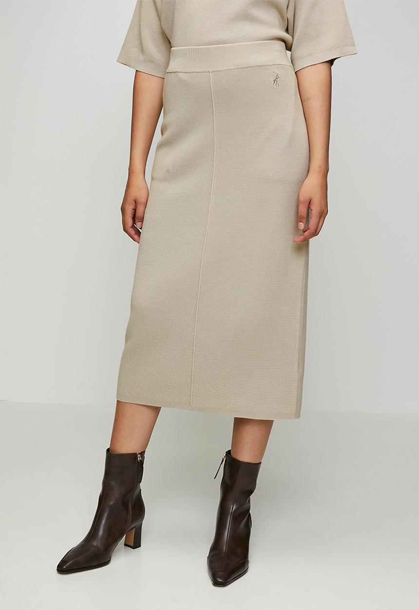 Wmn Tiffany Knit Skirt - Oatmeal