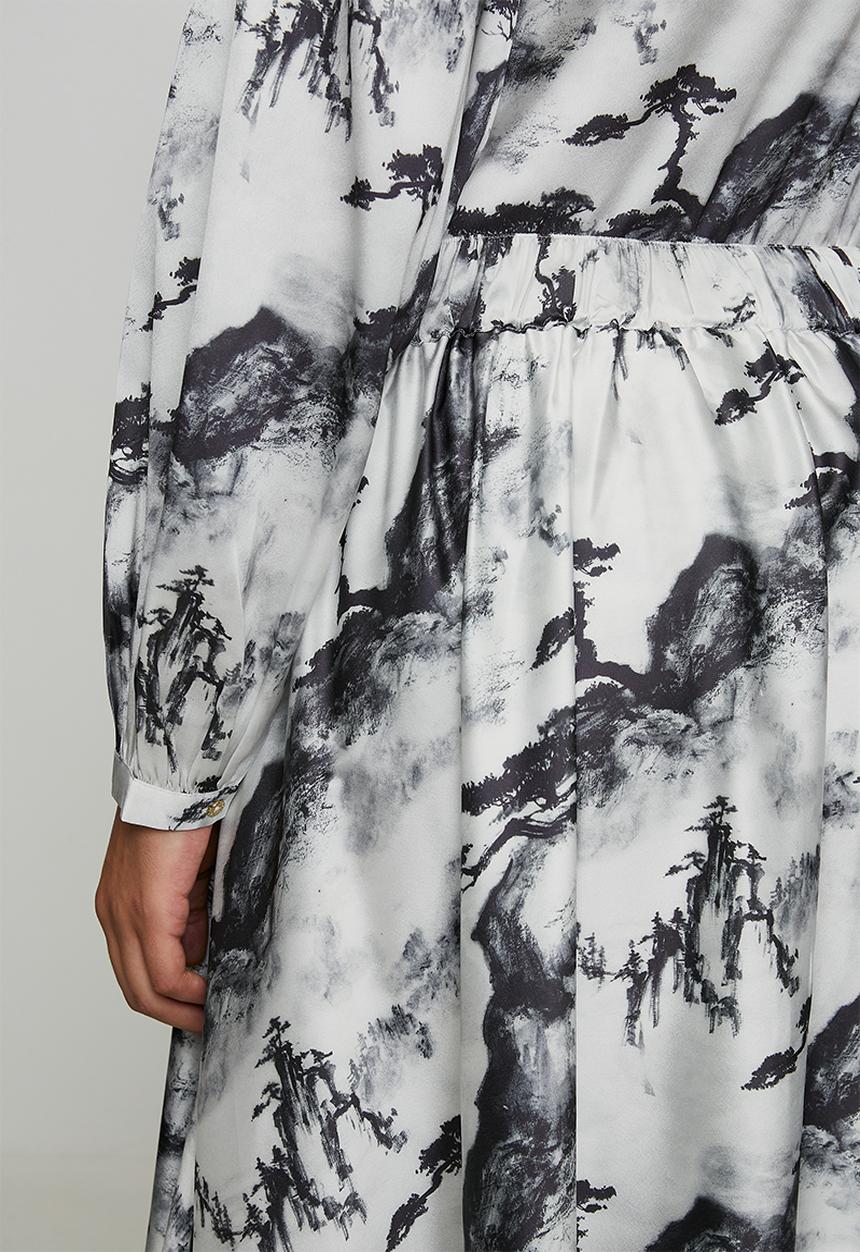 POLO - Wmn Layla Printed Skirt - Black & Grey