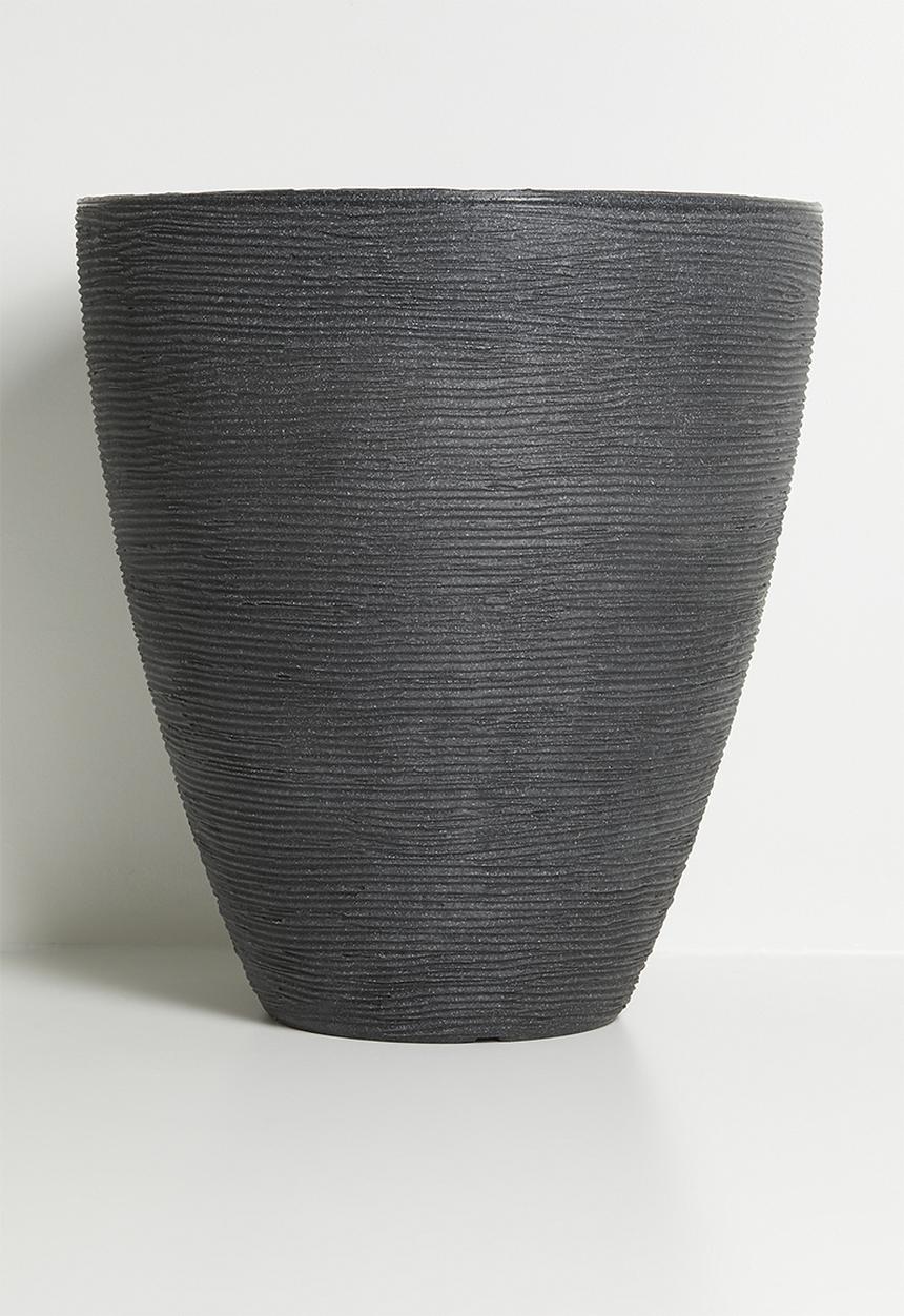 H&S - Ribbed Tall Planter - Black