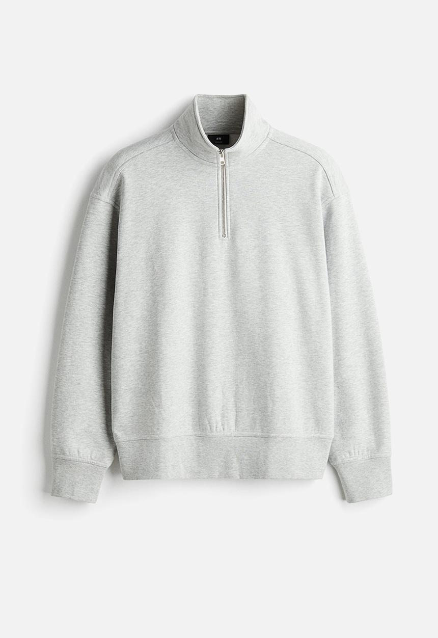 H&M - Loose fit zip-top sweatshirt - grey marl
