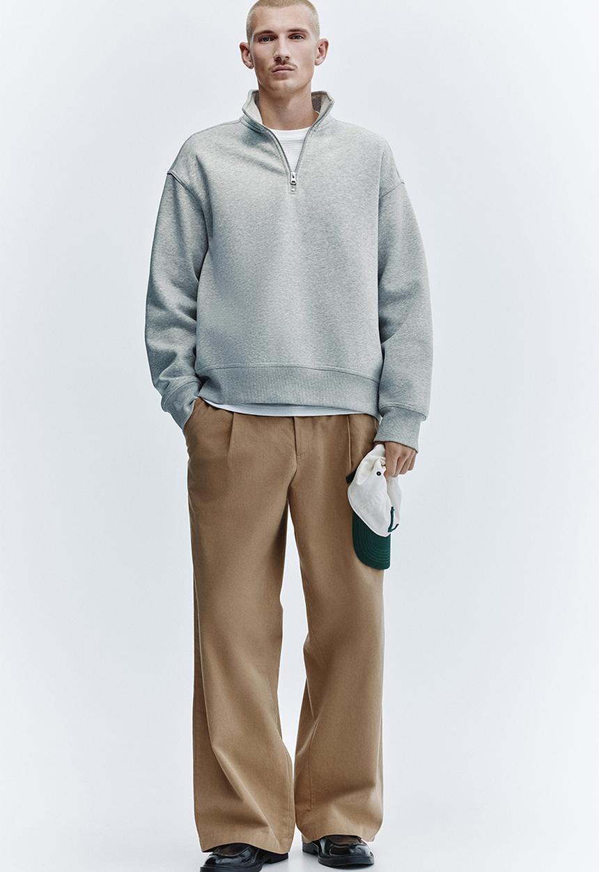 H&M - Loose fit zip-top sweatshirt - grey marl