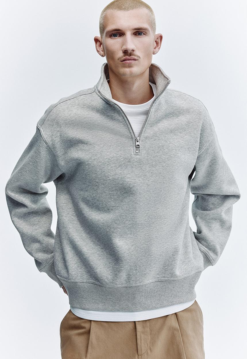 H&M - Loose fit zip-top sweatshirt - grey marl