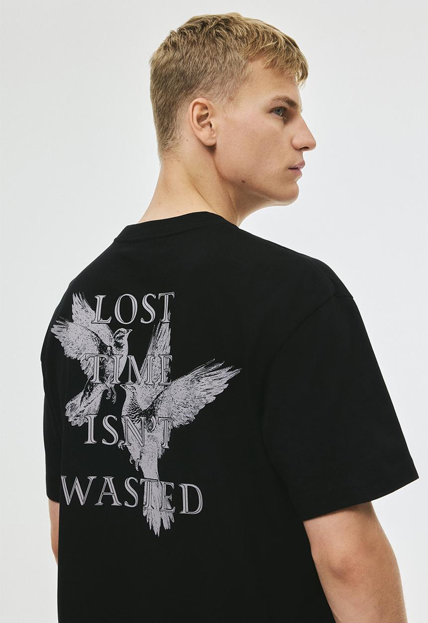 Loose fit printed -shirt - black/lost time - 0967955149