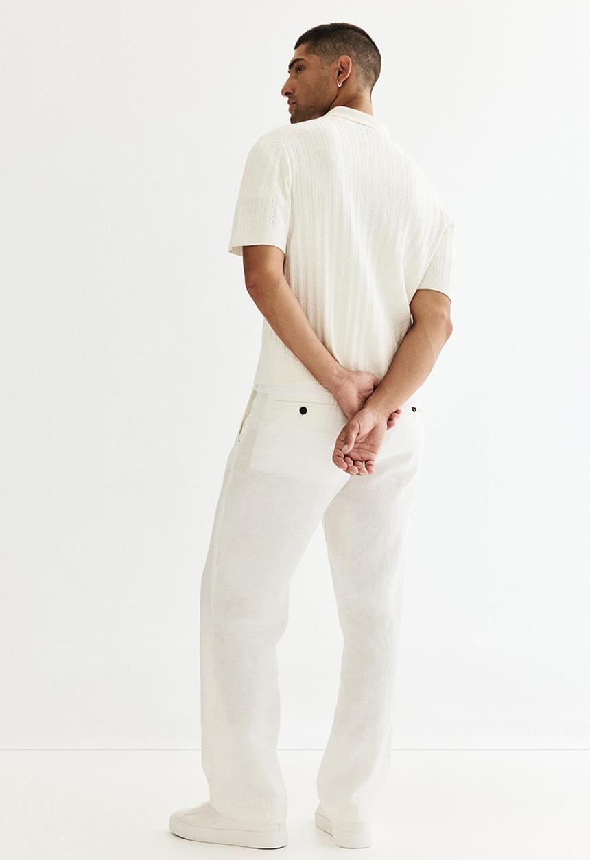 H&M - Regular fit cable-knit short-sleeved shirt - cream