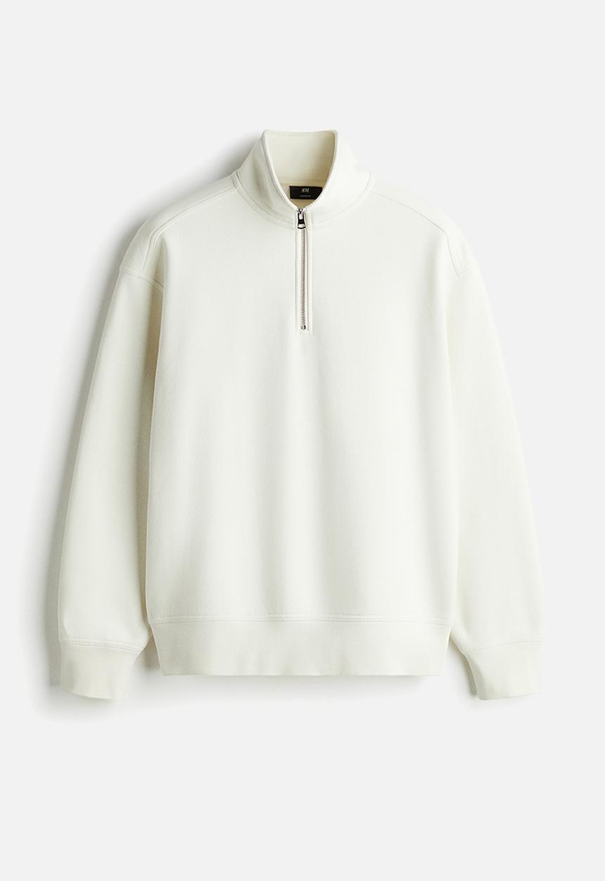 H&M - Loose fit zip-top sweatshirt - white