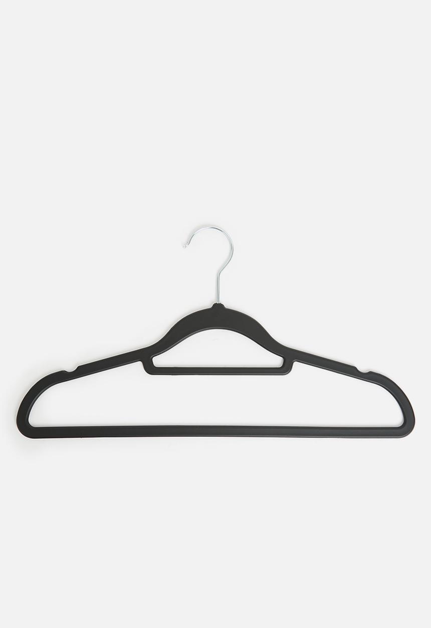 H&S - Rubber Coated Clothes Hanger Set Of 5 - Black