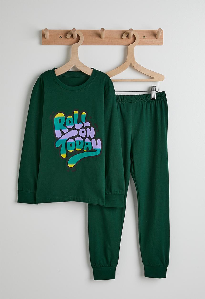 Pop Candy - Slogan pj set - dark green