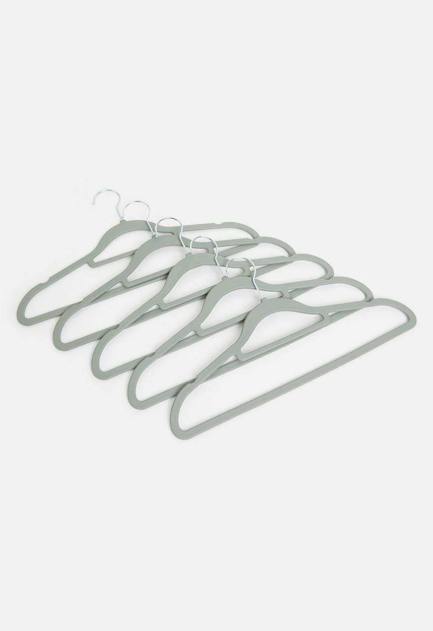 H&S - Rubber Coated Clothes Hanger Set Of 5 - Grey