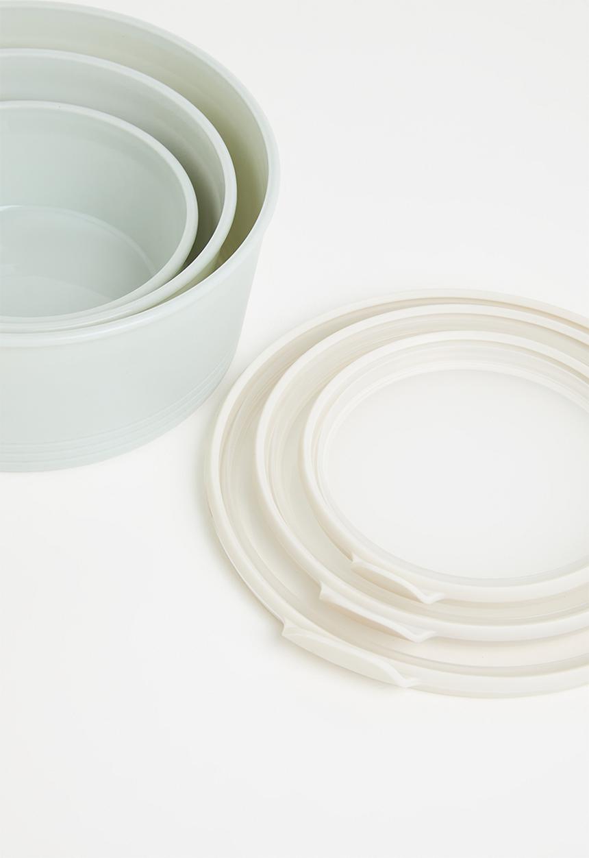 Excellent Houseware - Storage Box Set 3 Pieces - Ivory & Green 