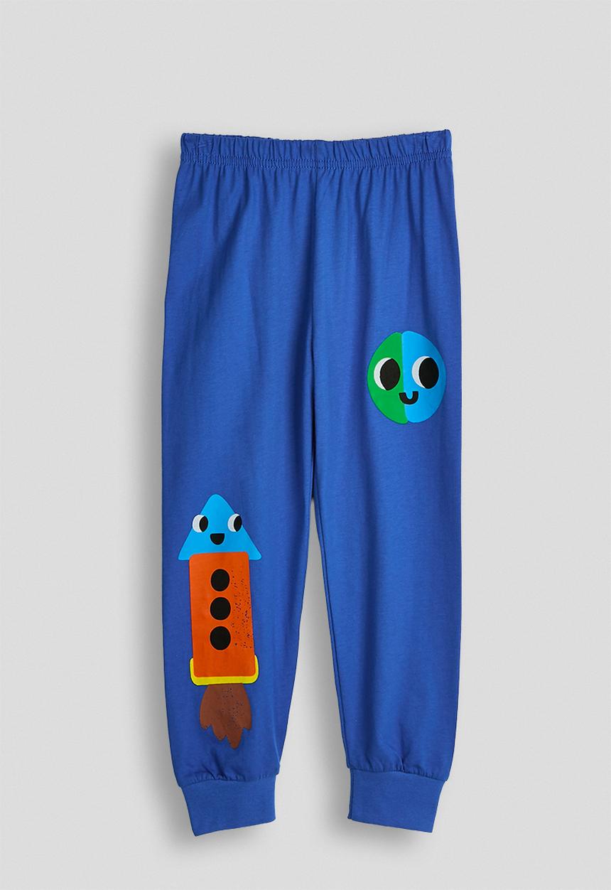 Pop Candy - Space graphic pj set with slogan - true blue/lift off