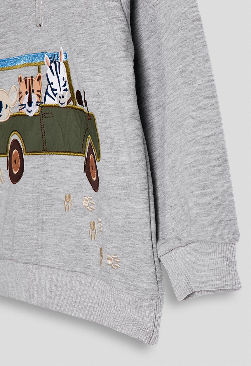 Pop Candy - Zip-up sweatshirt with patch embroidered graphic - grey