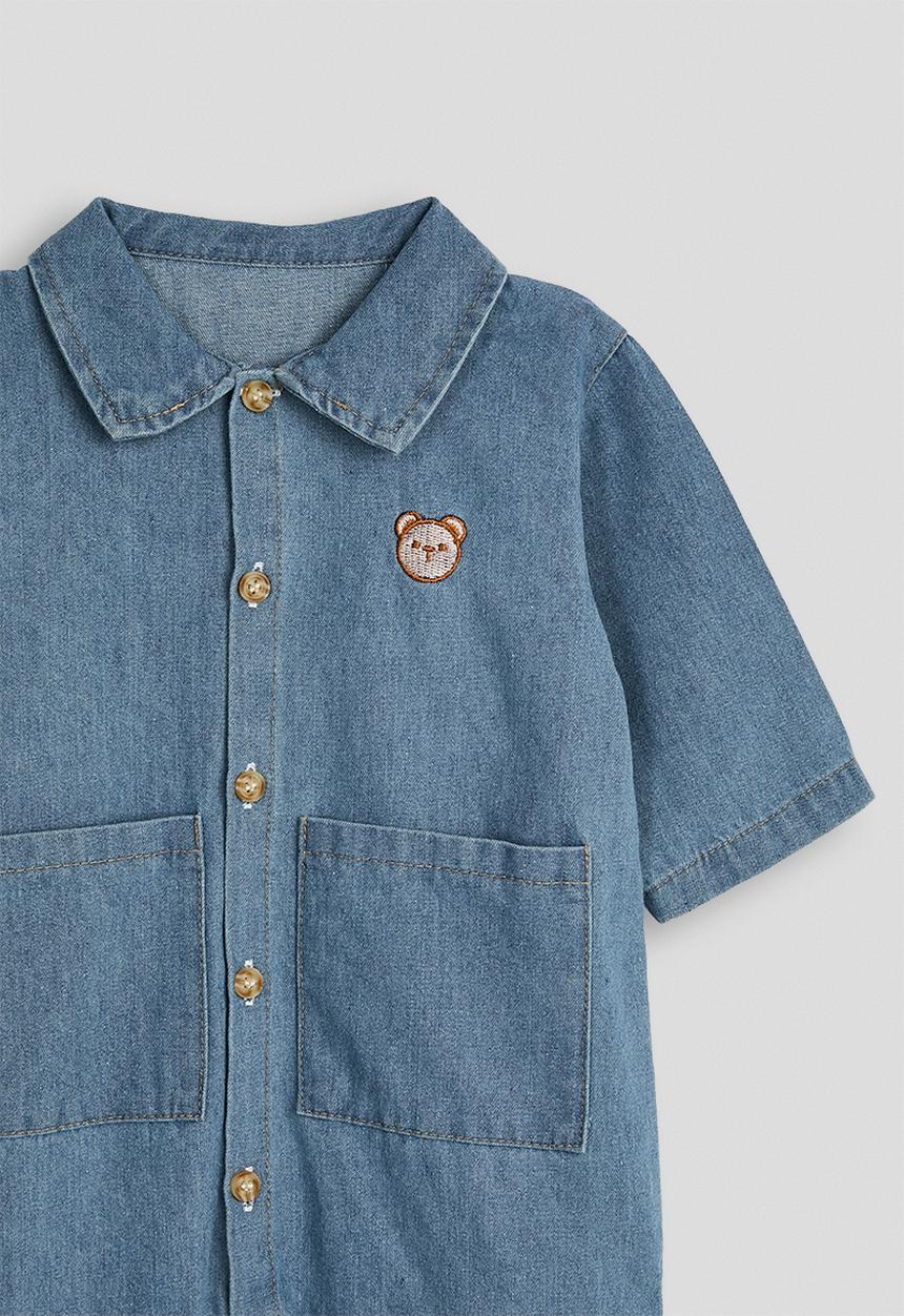 Pop Candy - Denim romper - blue/teddy