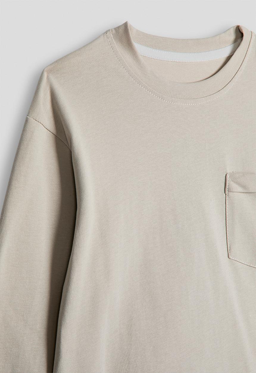 Pop Candy - Long sleeve tee with patch pocket - beige