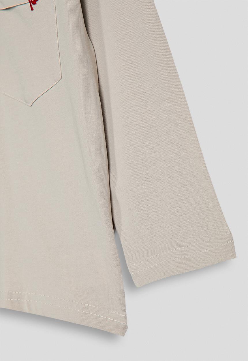 Pop Candy - Long sleeve tee with patch pocket - beige
