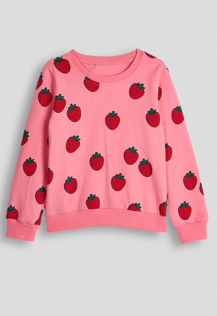 Pop Candy - Sweat top & lettuce hem leggings - pink/strawberry aop