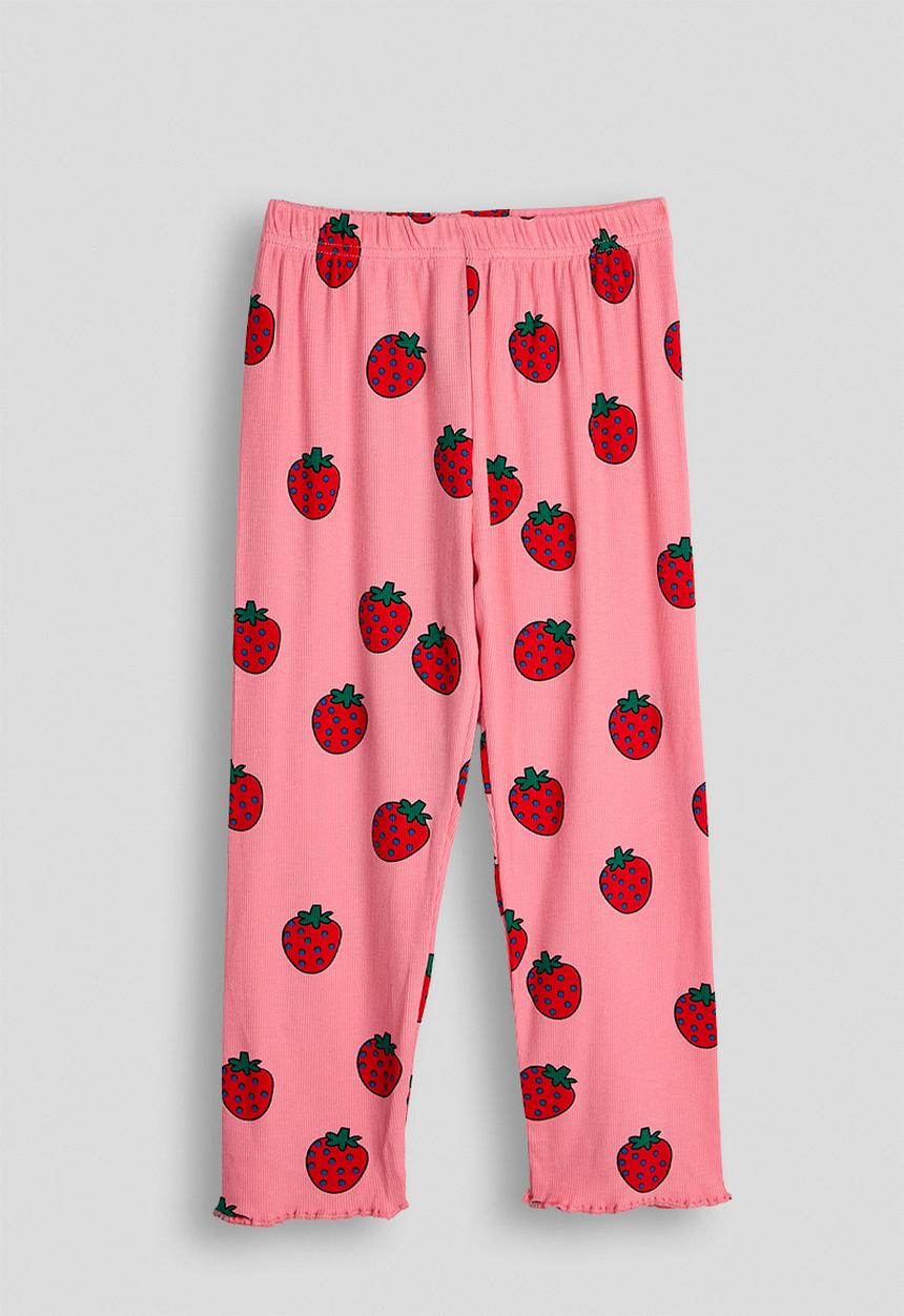 Pop Candy - Sweat top & lettuce hem leggings - pink/strawberry aop