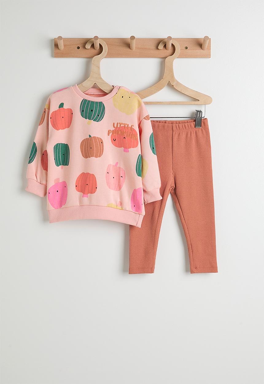 Pop Candy - Printed sweater with plain leggings - pumpkin multi/light sienna