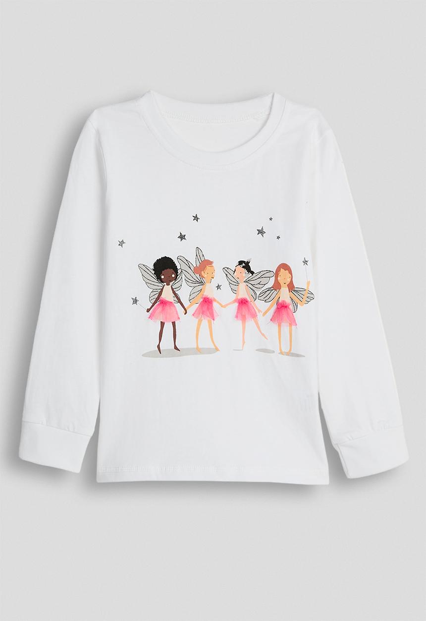 Pop Candy - Ballerina placement print pj set - white/pink stripes