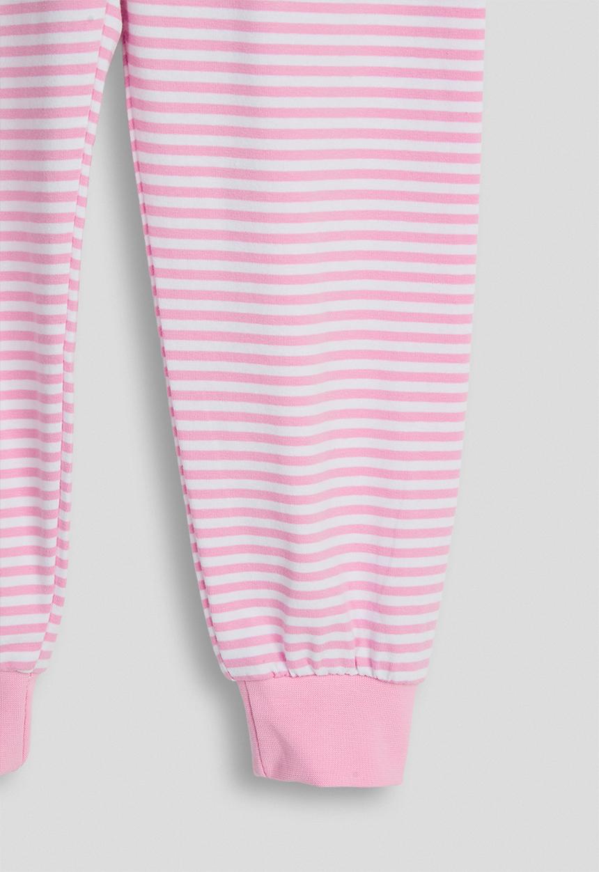 Pop Candy - Ballerina placement print pj set - white/pink stripes