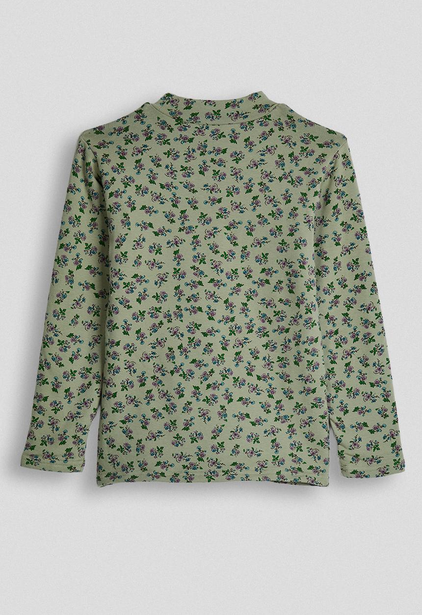 Pop Candy - Ditsy floral turtleneck top - khaki green