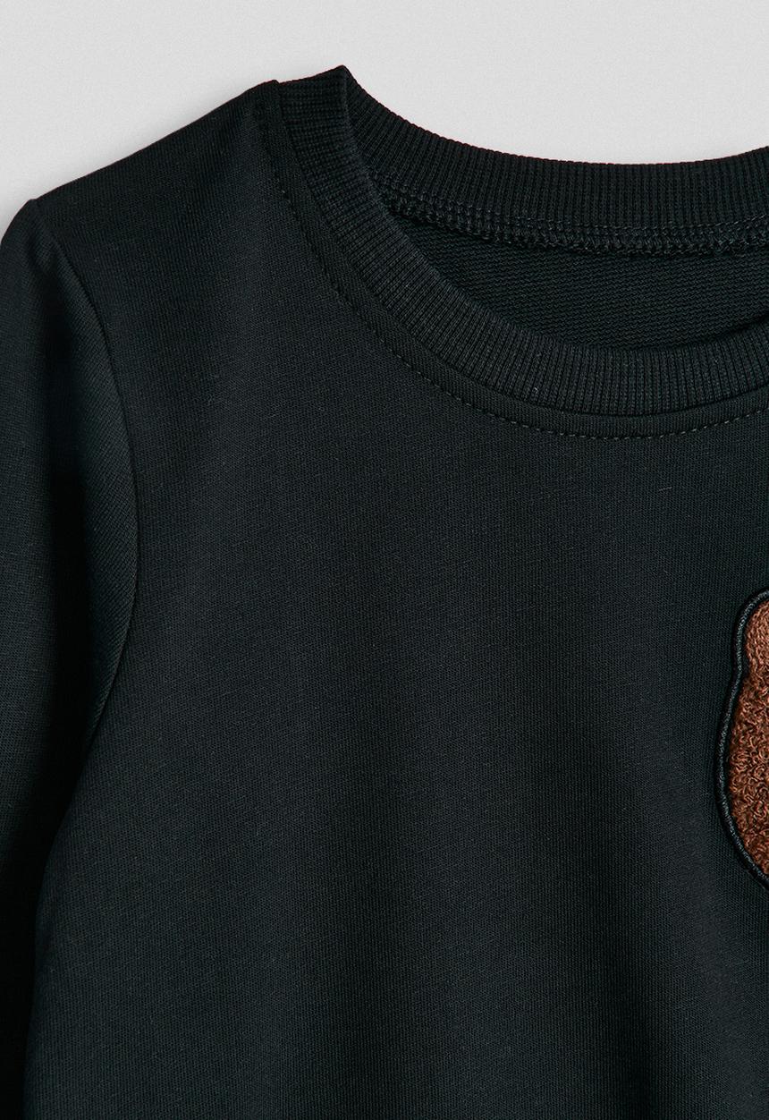 Pop Candy - Chenille bear graphic sweat top - black