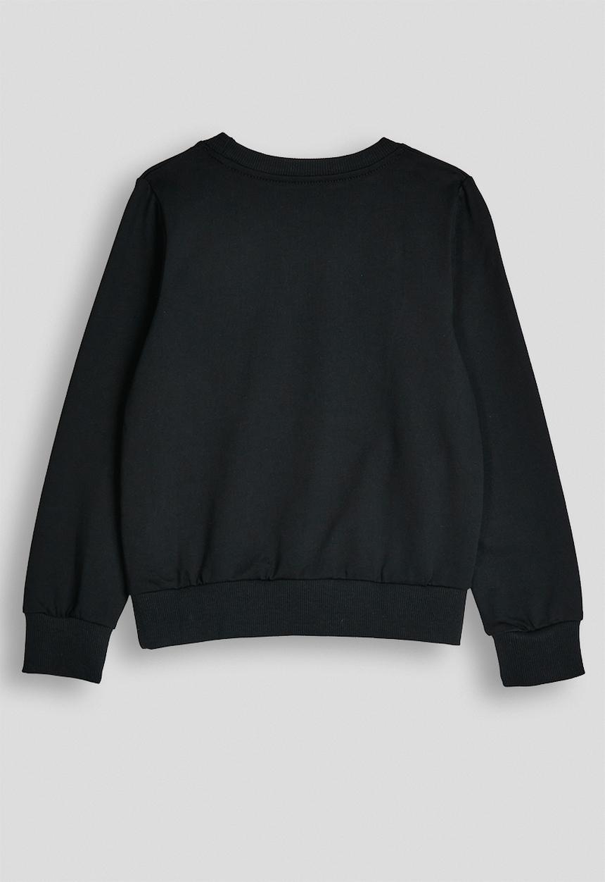 Pop Candy - Chenille bear graphic sweat top - black