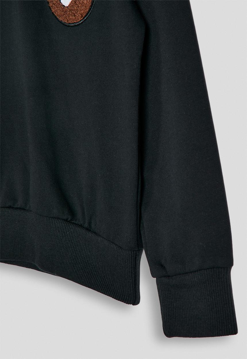 Pop Candy - Chenille bear graphic sweat top - black