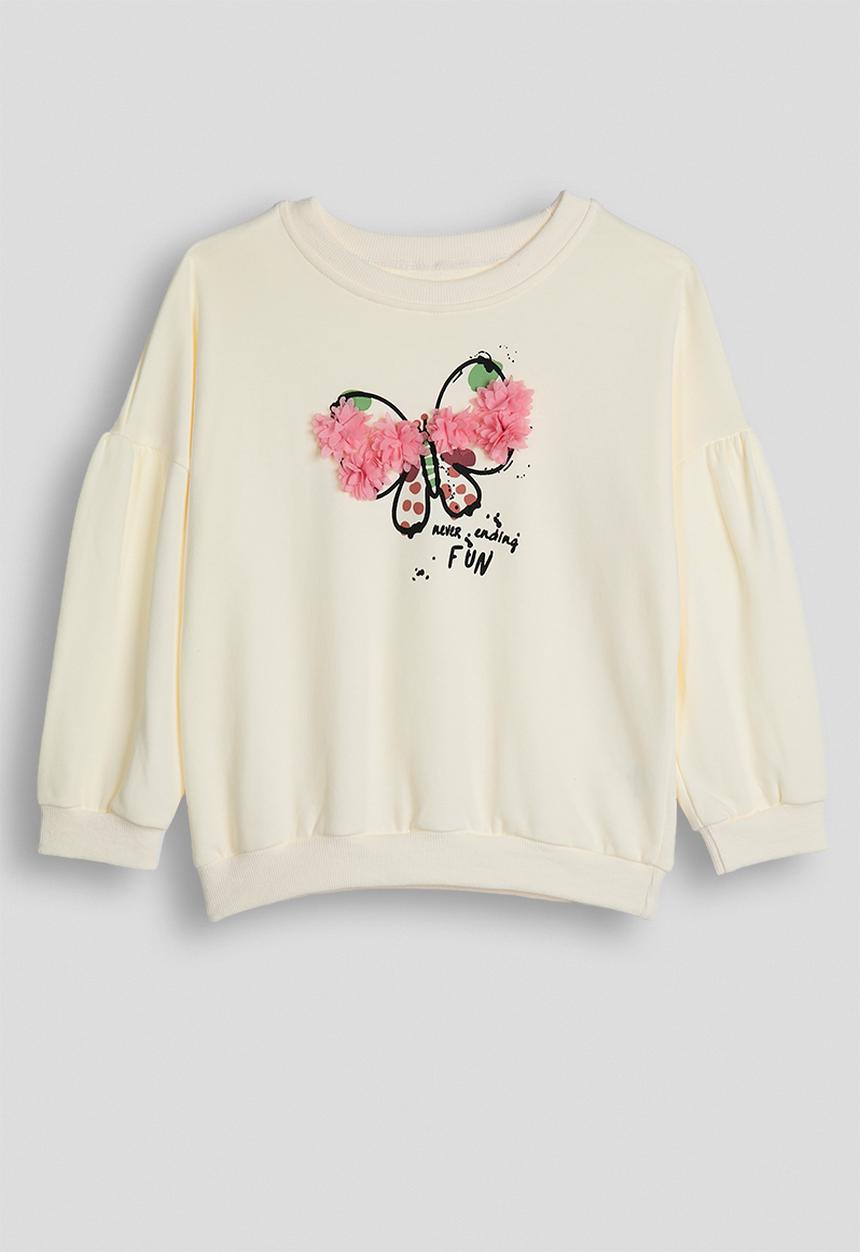 Pop Candy - Tulle flower butterfly sweatshirt - cream/never ending fun