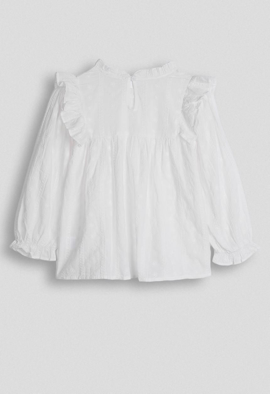 Pop Candy - Smock top with shoulder frills - white