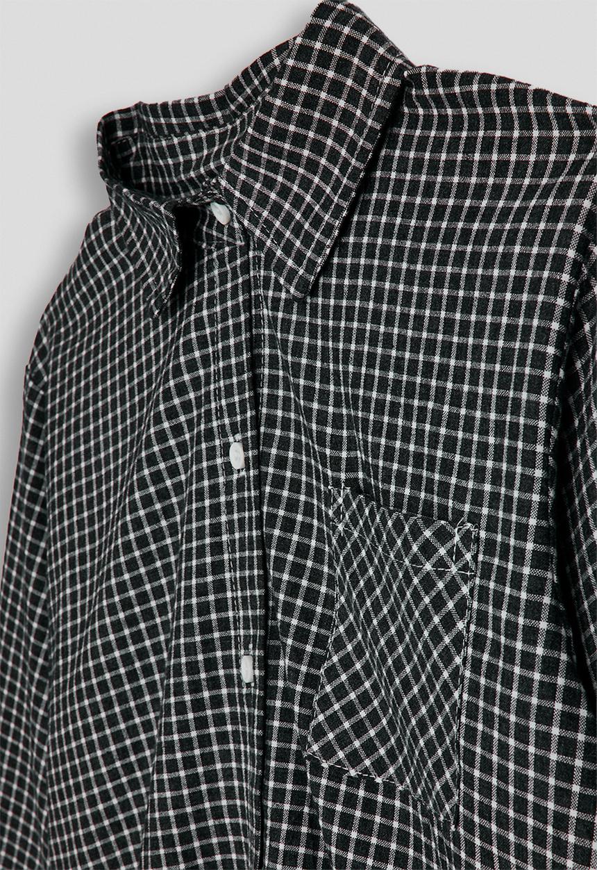 Pop Candy - Basic shirt with patch pocket - black check