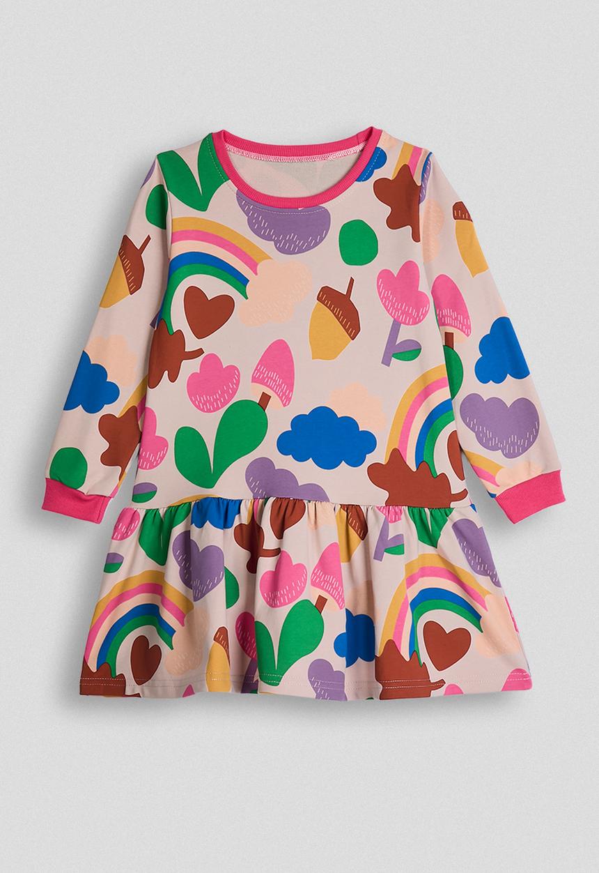 Pop Candy - Sweater dress with contrast rib and cuffs - pale pink/hot pink/multi