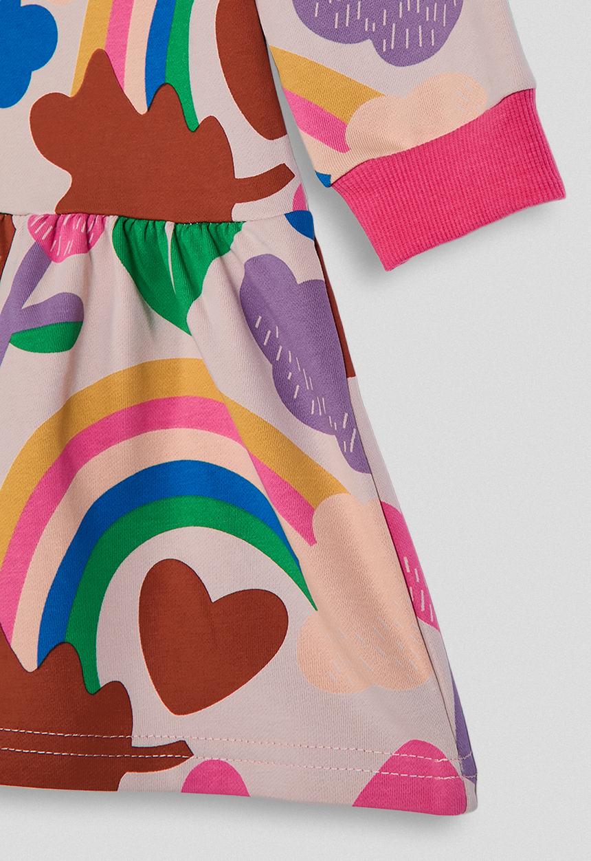 Pop Candy - Sweater dress with contrast rib and cuffs - pale pink/hot pink/multi
