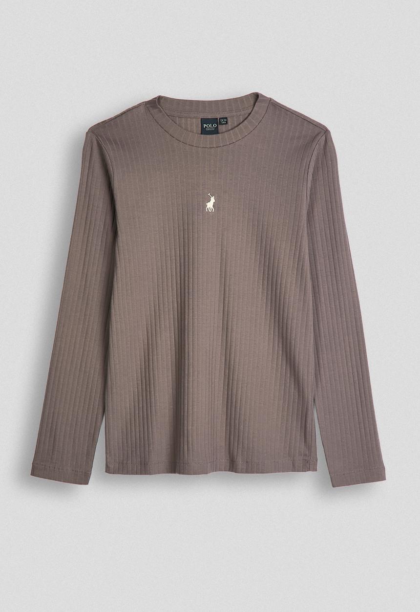 POLO - Tessa rib long sleeve tee - blush