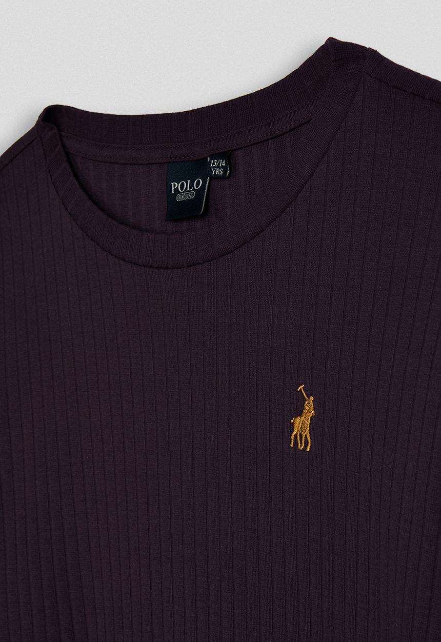 POLO - Casey rib long sleeve  dress - plum