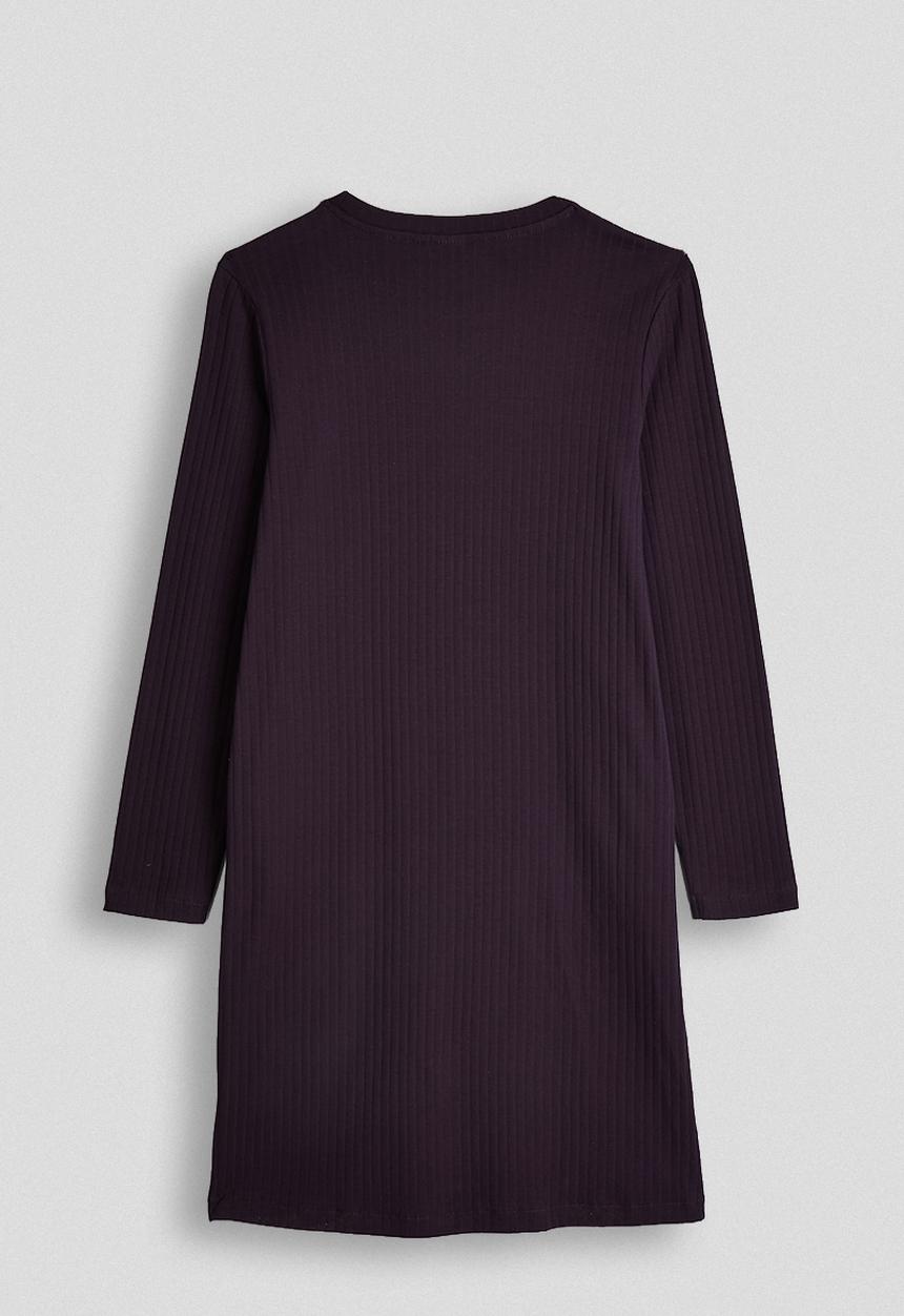 POLO - Casey rib long sleeve  dress - plum