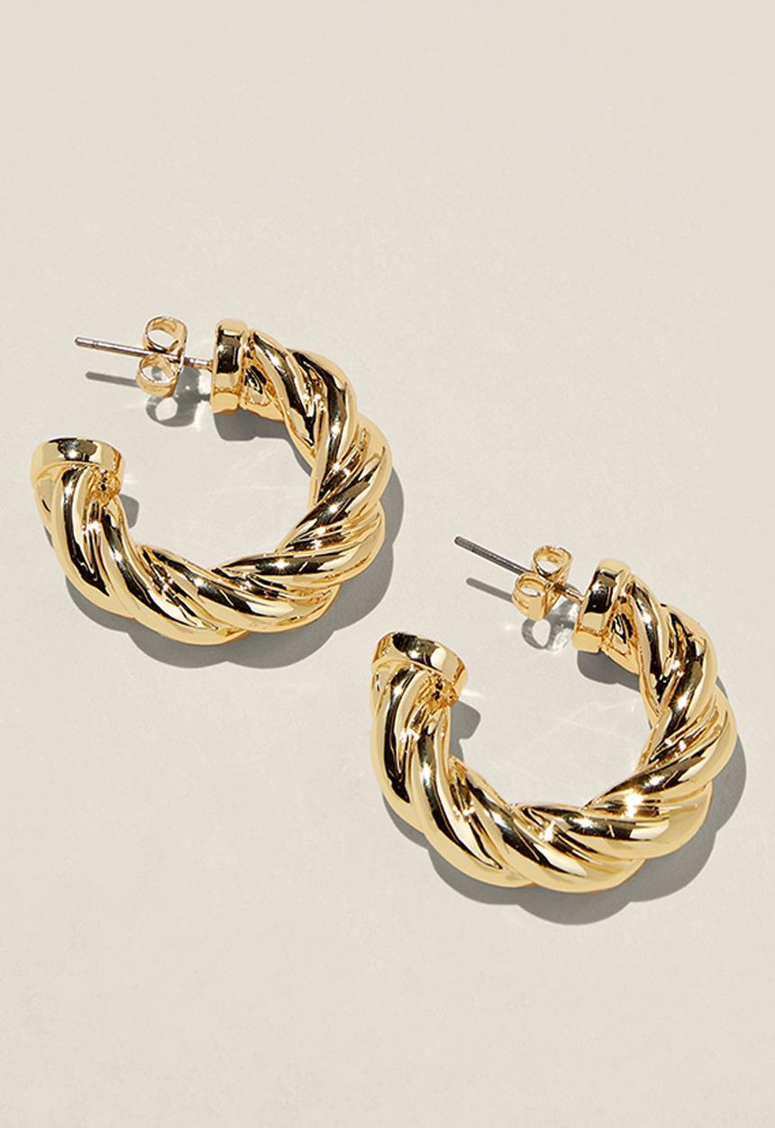 Rubi - Large hoop earring- gold plated twist