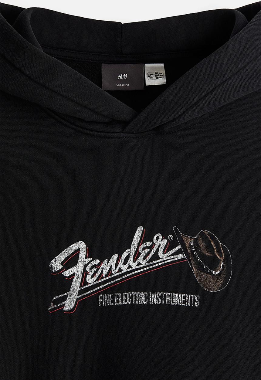 H&M - Loose fit hoodie - black/fender