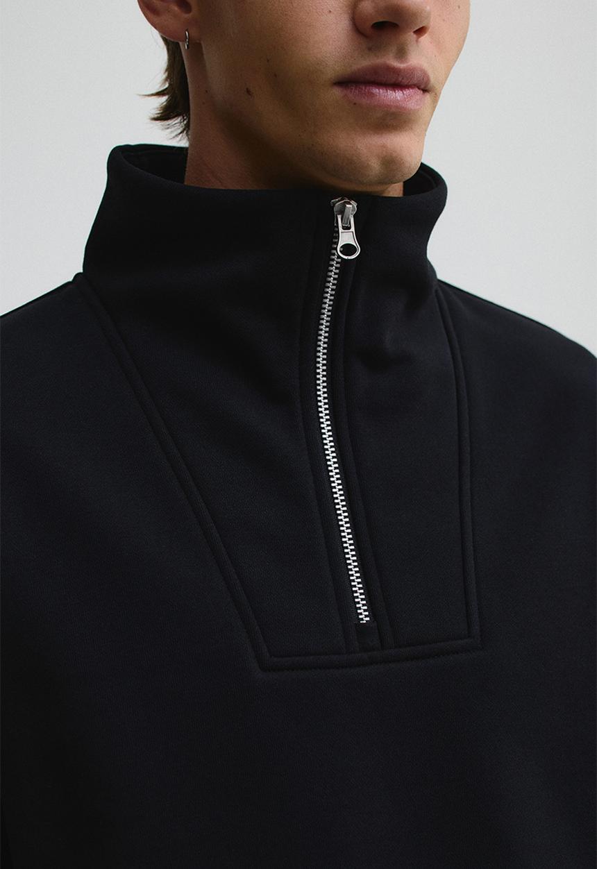 Regular fit zip-top sweatshirt - black - 1241739014