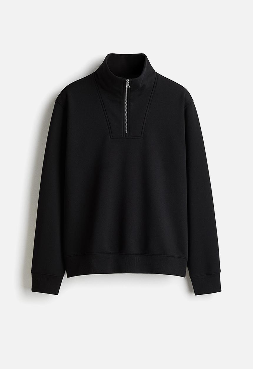 H&M - Regular fit zip-top sweatshirt - black