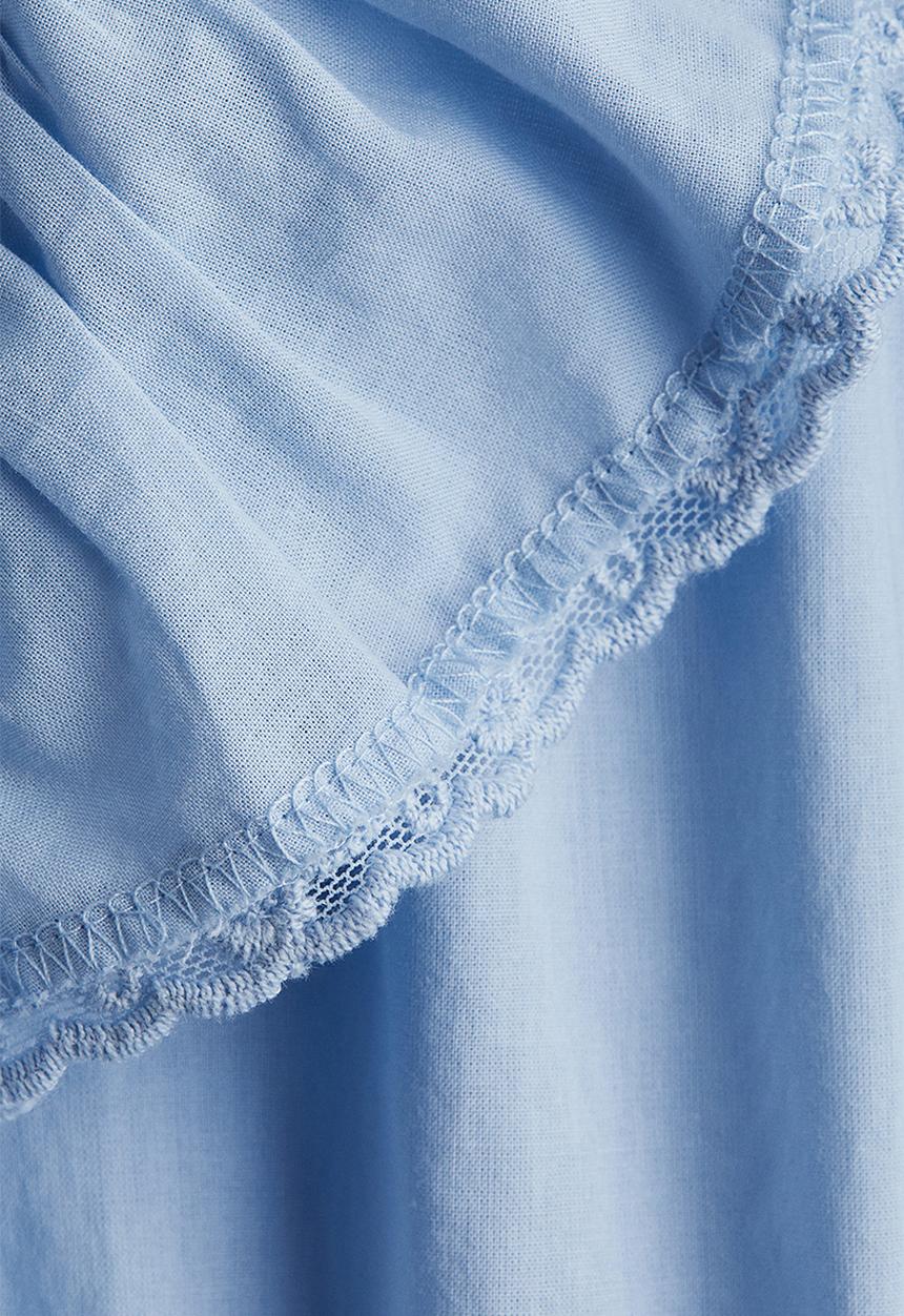 H&M - Frill-trimmed cotton dress - light blue