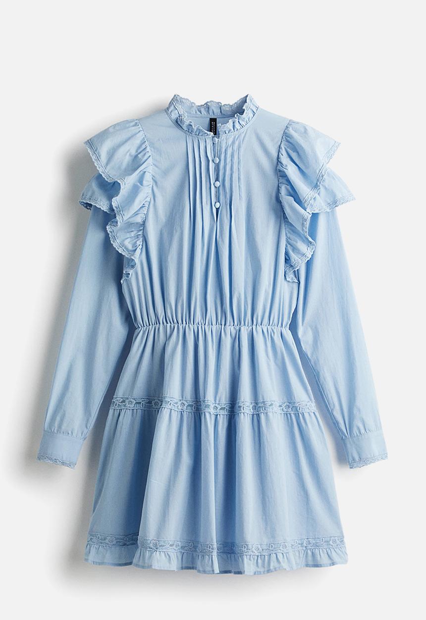 H&M - Frill-trimmed cotton dress - light blue