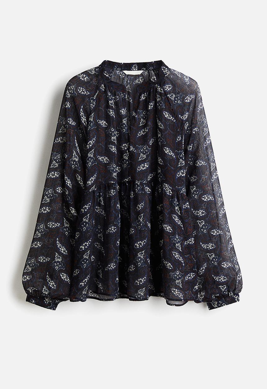 H&M - Patterned chiffon blouse - navy blue/paisley pattern