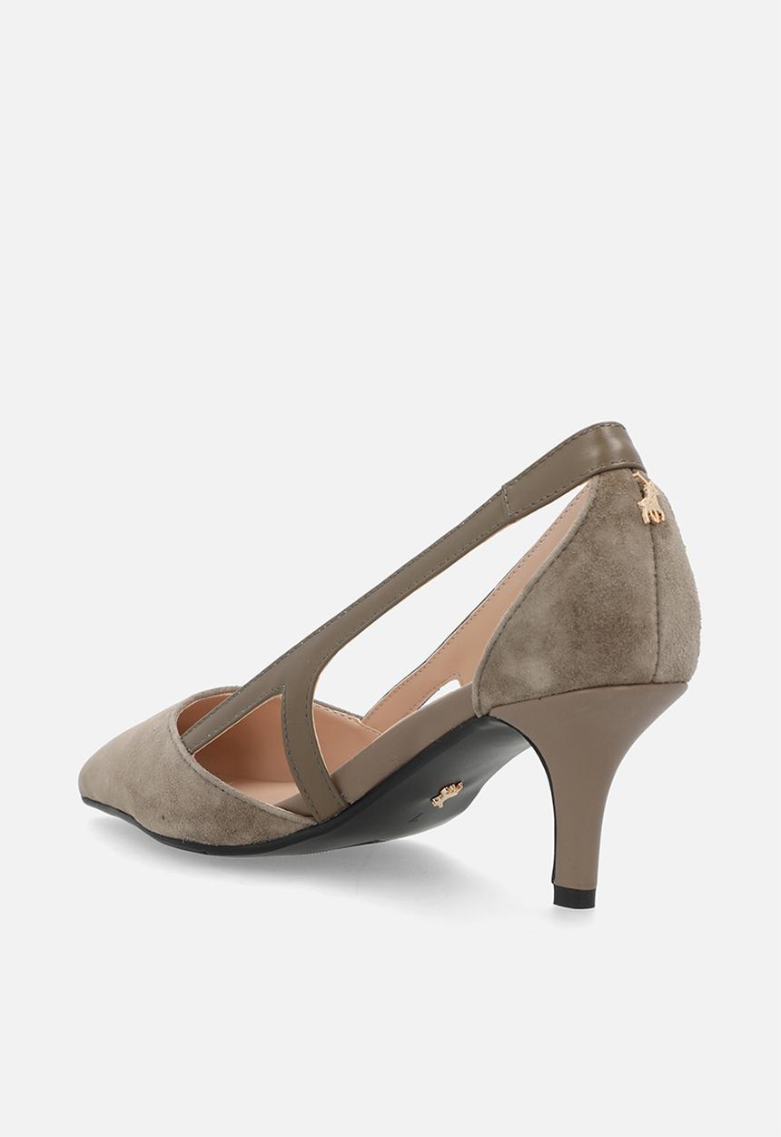 POLO - Cut out suede mid heel - taupe