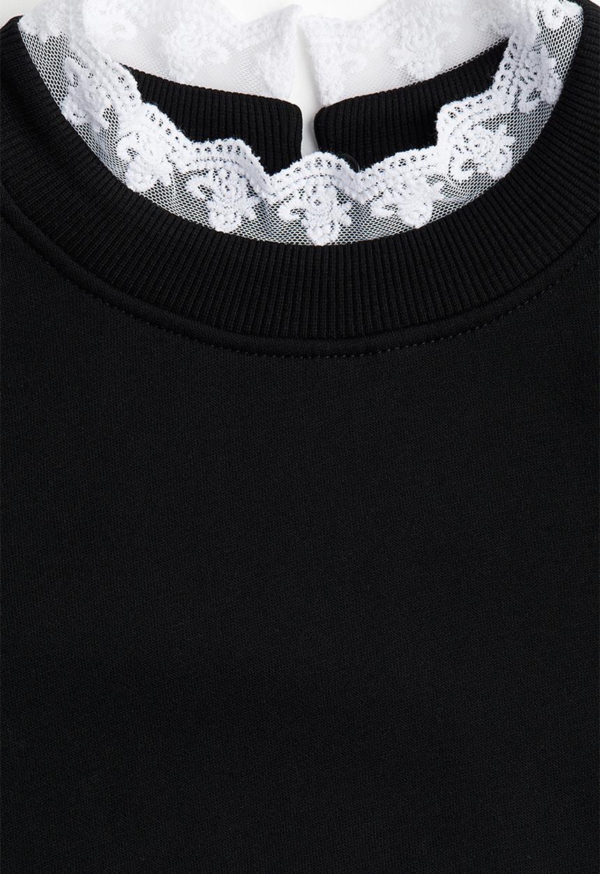 H&M - Lace-trimmed sweatshirt - black