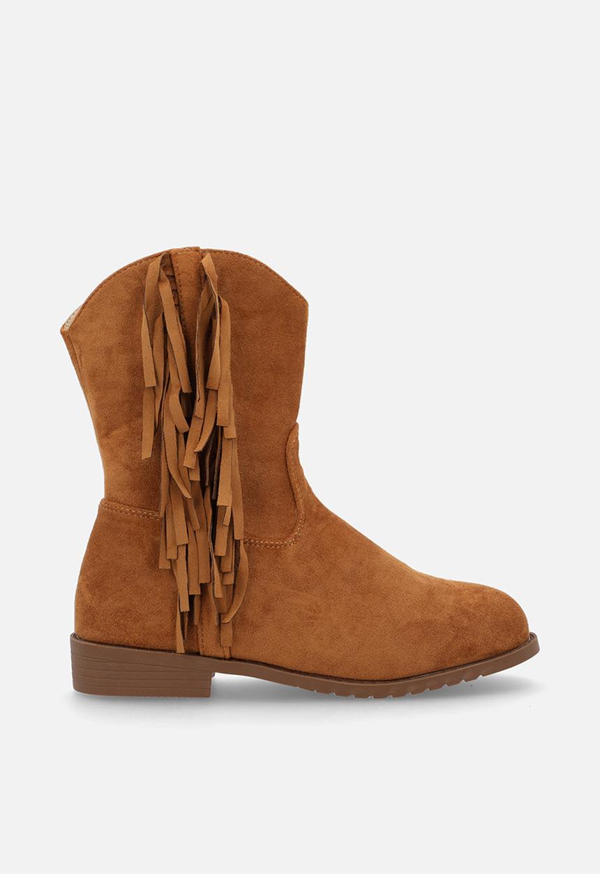 Pop Candy - Fringed faux suede boot - brown