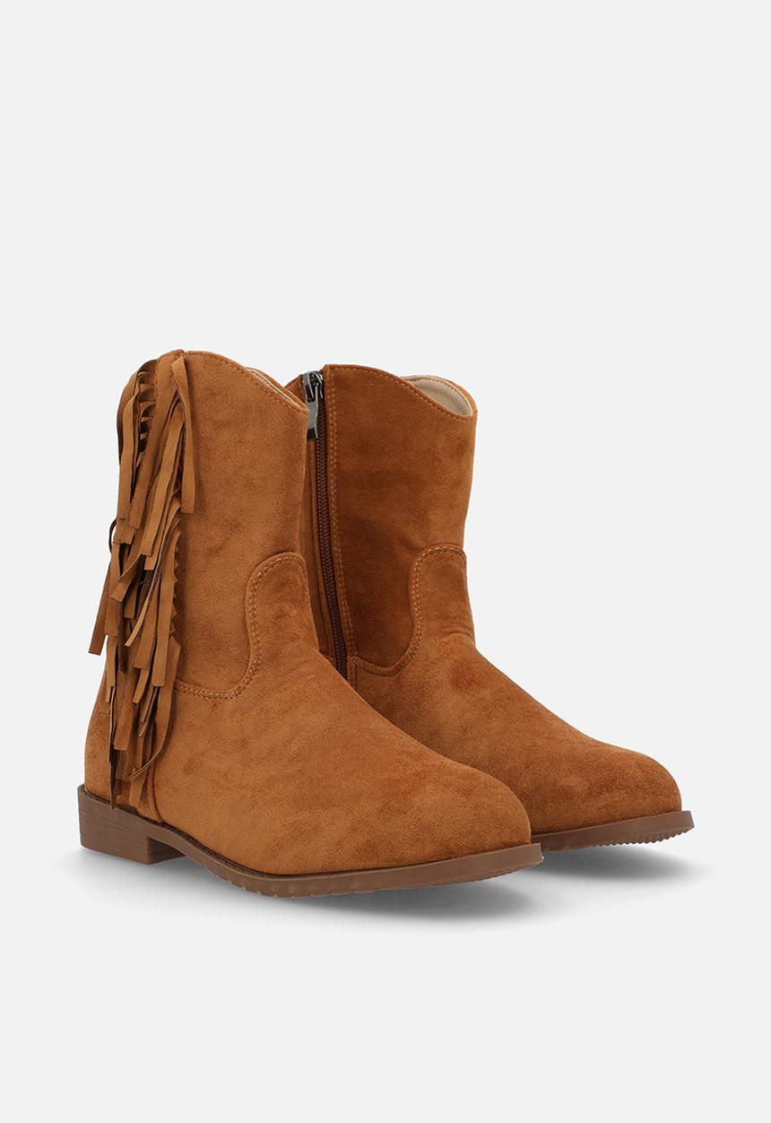 Pop Candy - Fringed faux suede boot - brown