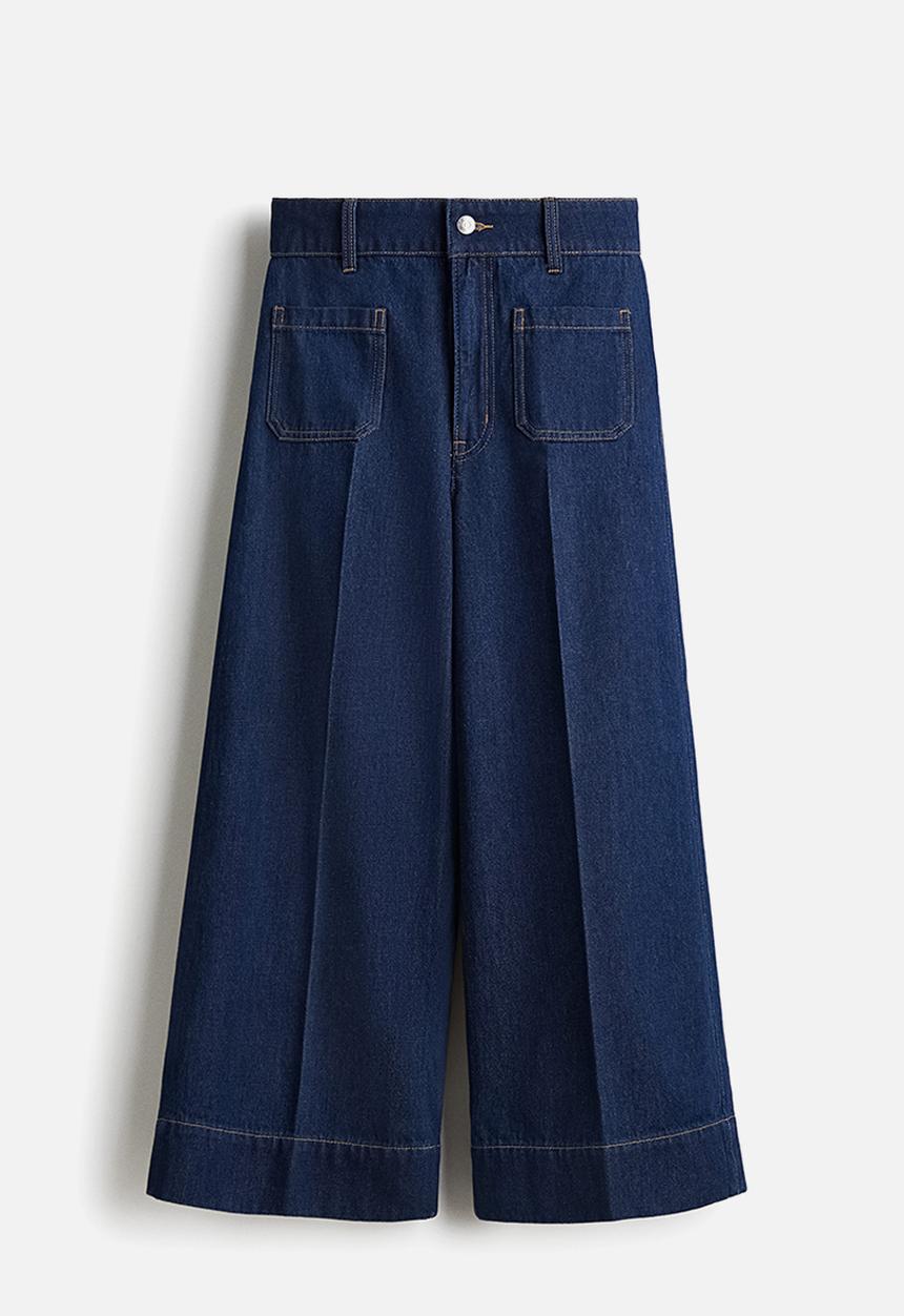 H&M - Wide high ankle jeans - dark denim blue