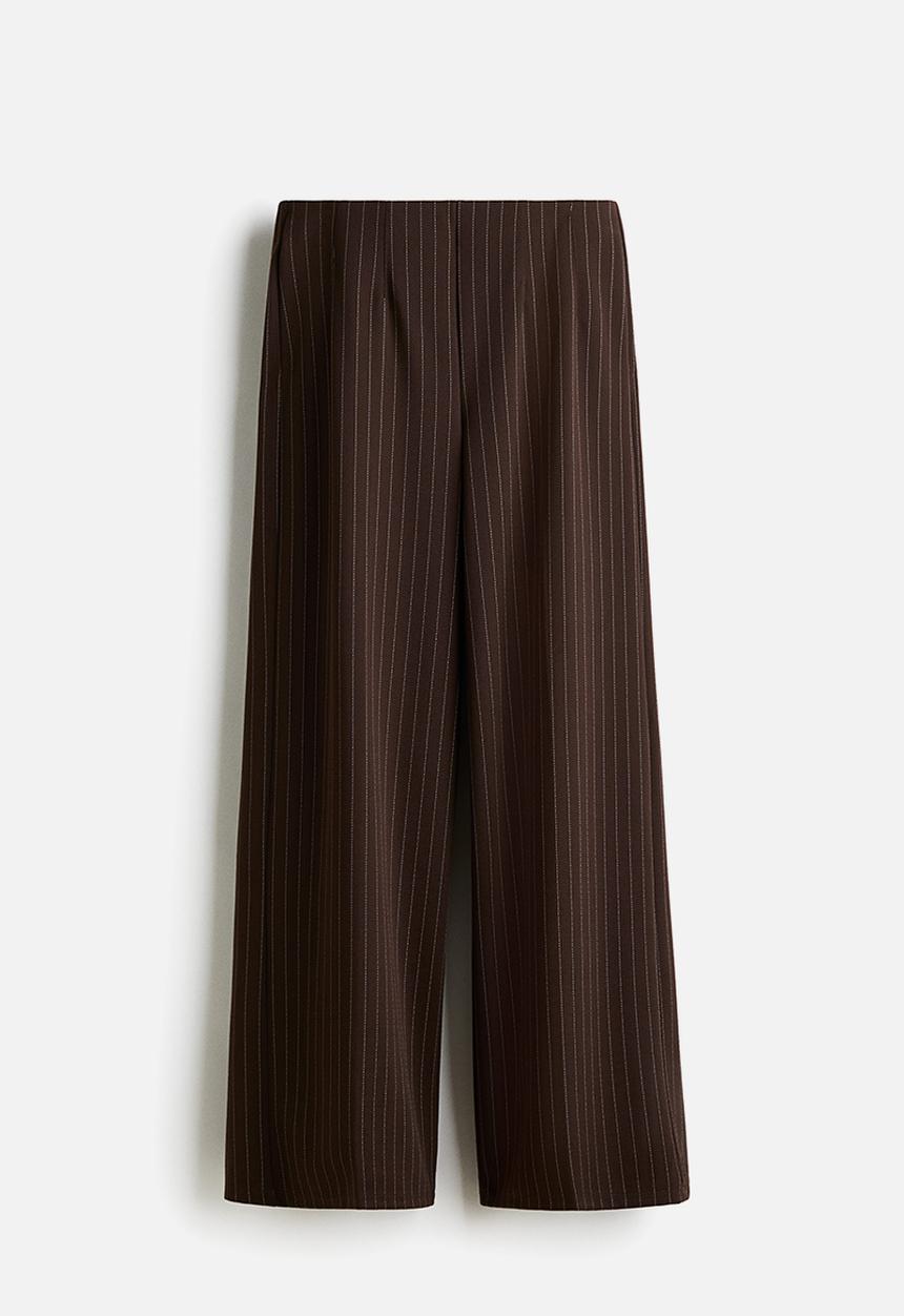 H&M - Straight trousers - dark brown pinstriped