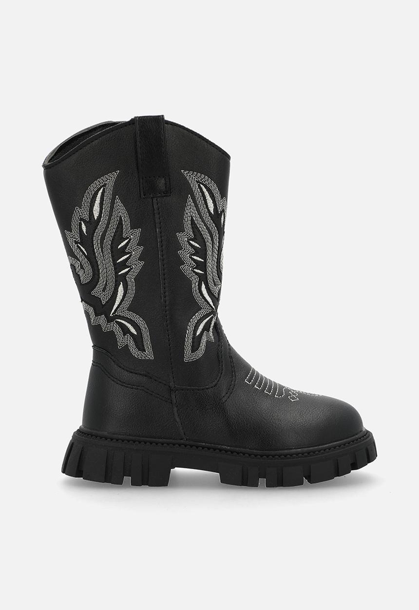 Pop Candy - Motif platform cowboy boots - black